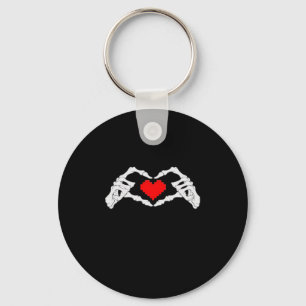 Skeleton Heart And Hands Meme Key Ring