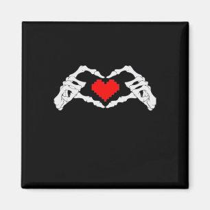 Skeleton Heart And Hands Meme Magnet