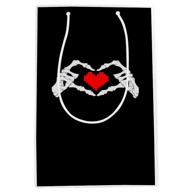 Skeleton Heart And Hands Meme Medium Gift Bag (Front)