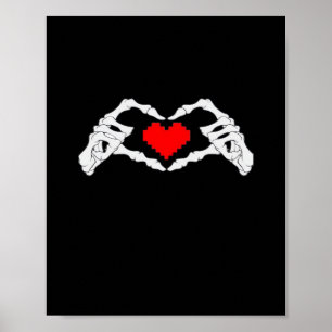 Skeleton Heart And Hands Meme Poster