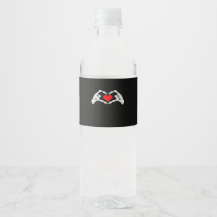 Skeleton Heart And Hands Meme Water Bottle Label