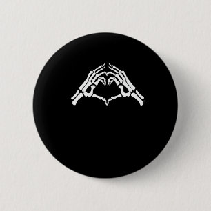 Skeleton Heart And Hands Sign 6 Cm Round Badge