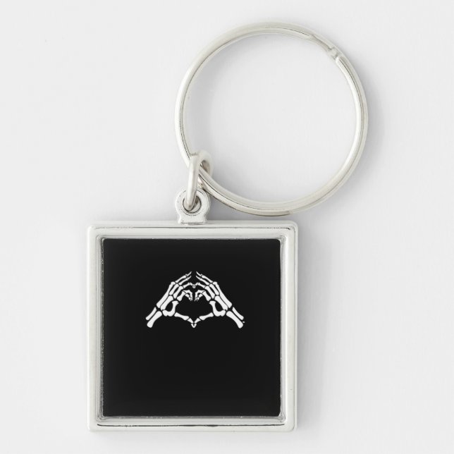 Skeleton Heart And Hands Sign Key Ring (Front)