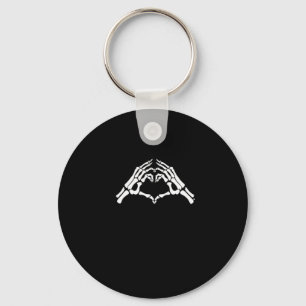 Skeleton Heart And Hands Sign Key Ring