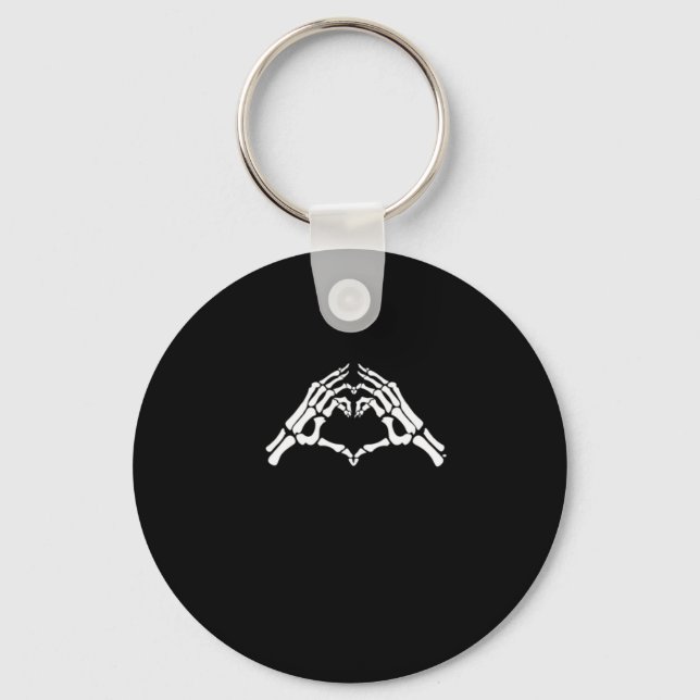 Skeleton Heart And Hands Sign Key Ring (Front)