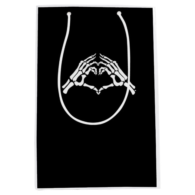 Skeleton Heart And Hands Sign Medium Gift Bag (Front)