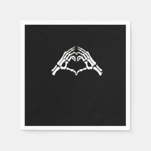 Skeleton Heart And Hands Sign Napkin
