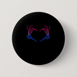 Skeleton Heart Bisexual Lgbt-Q Pride Skull Hand 6 Cm Round Badge