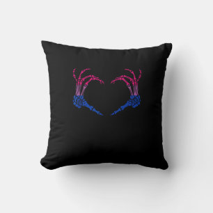 Skeleton Heart Bisexual Lgbt-Q Pride Skull Hand Cushion