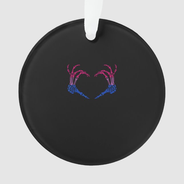 Skeleton Heart Bisexual Lgbt-Q Pride Skull Hand Ornament (Front)