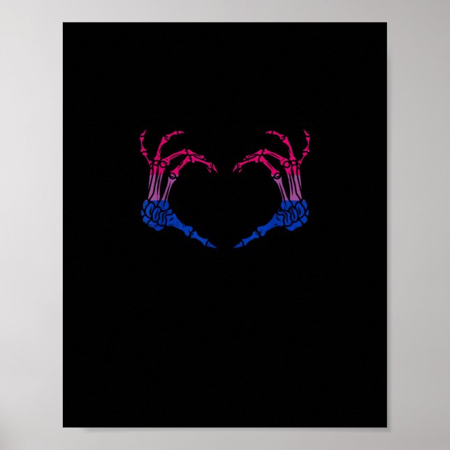 Skeleton Heart Bisexual Lgbt-Q Pride Skull Hand Poster (Front)