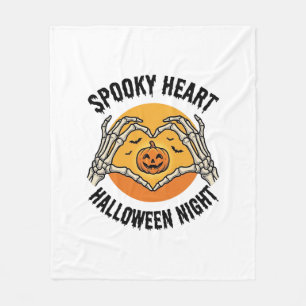 Skeleton Heart Halloween Vintage Hands Design_1 Fleece Blanket