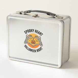 Skeleton Heart Halloween Vintage Hands Design_1 Metal Lunch Box