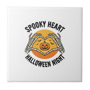 Skeleton Heart Halloween Vintage Hands Design_1 Tile