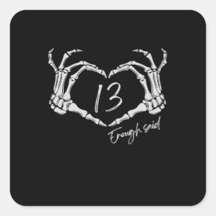 Skeleton Heart Hand Minimal Classic Design Square Sticker