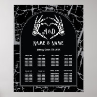 Skeleton Heart Hands 8 Table Plan Wedding Seating