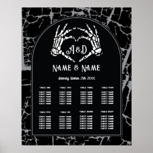 Skeleton Heart Hands 8 Table Plan Wedding Seating Poster