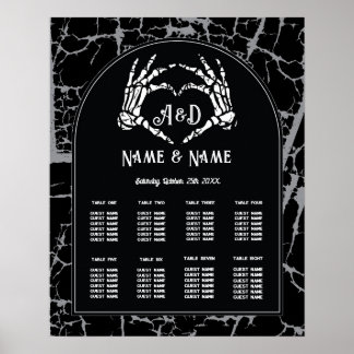 Skeleton Heart Hands 8 Table Plan Wedding Seating Poster