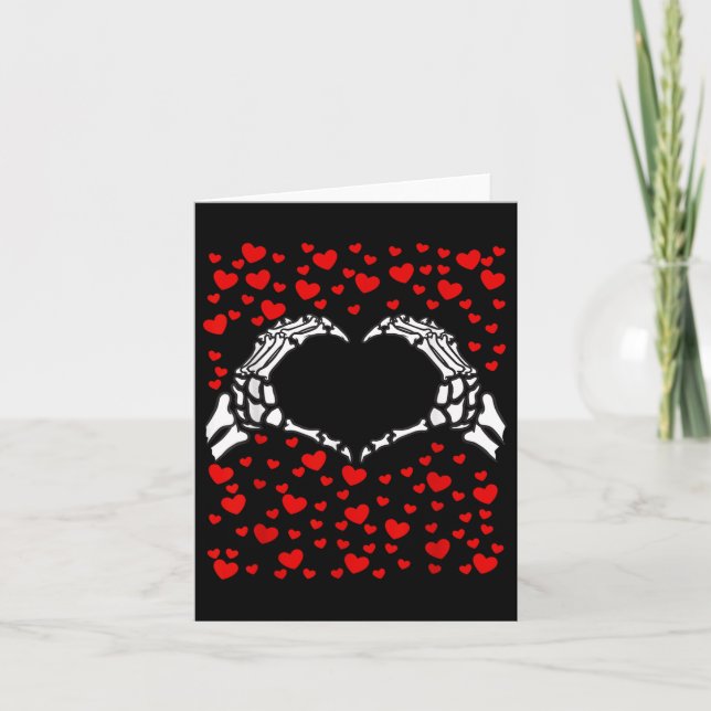 Skeleton Heart Hands Bones Valentines Day For Mens Card (Front)