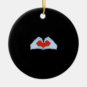 Skeleton Heart Hands Classic & Basic Halloween Ceramic Tree Decoration
