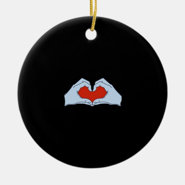 Skeleton Heart Hands Classic & Basic Halloween Ceramic Tree Decoration (Front)