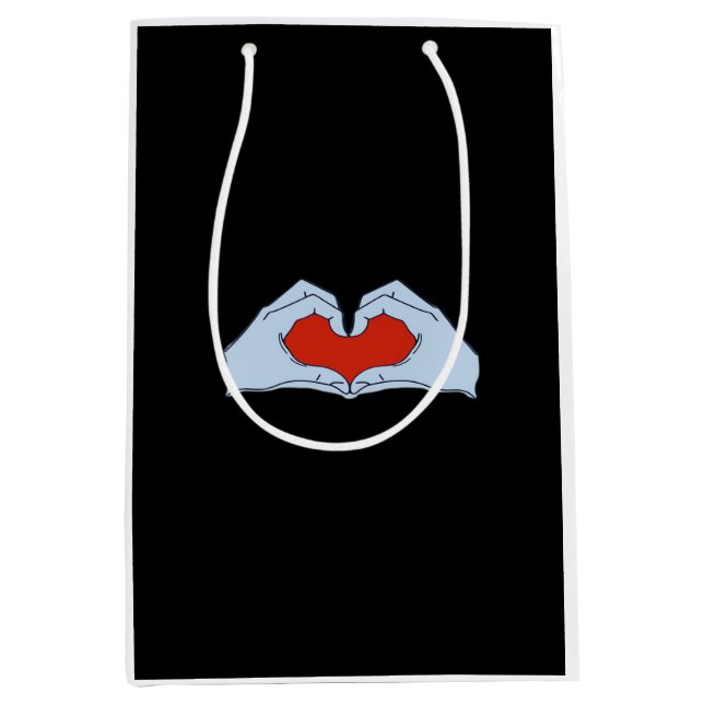 Skeleton Heart Hands Classic & Basic Halloween Medium Gift Bag (Front)