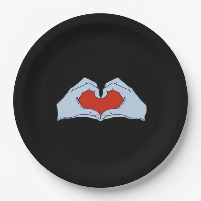 Skeleton Heart Hands Classic & Basic Halloween Paper Plate (Front)