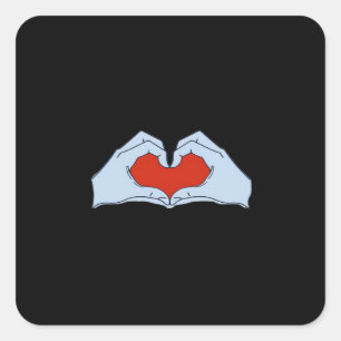Skeleton Heart Hands Classic Basic Halloween Style Square Sticker