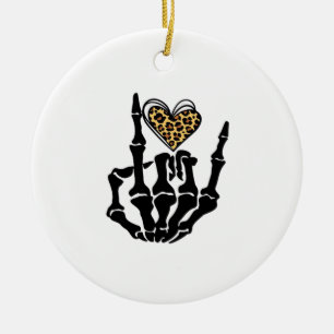 Skeleton Heart Hands Classic Ceramic Tree Decoration