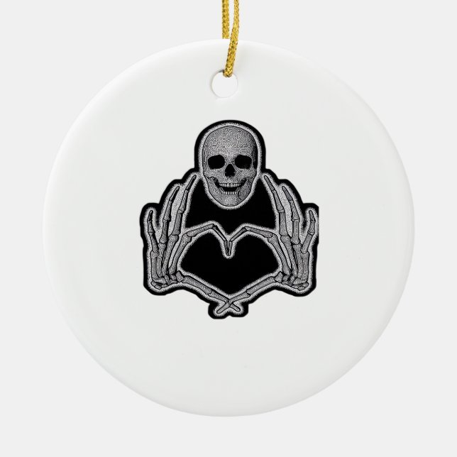 Skeleton Heart Hands  Classic Ceramic Tree Decoration (Front)