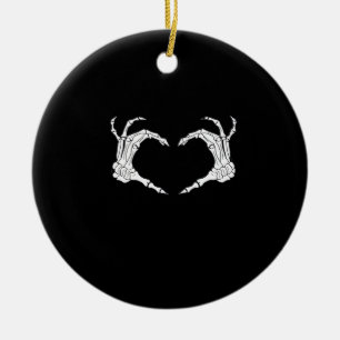 Skeleton Heart Hands Classic Ceramic Tree Decoration