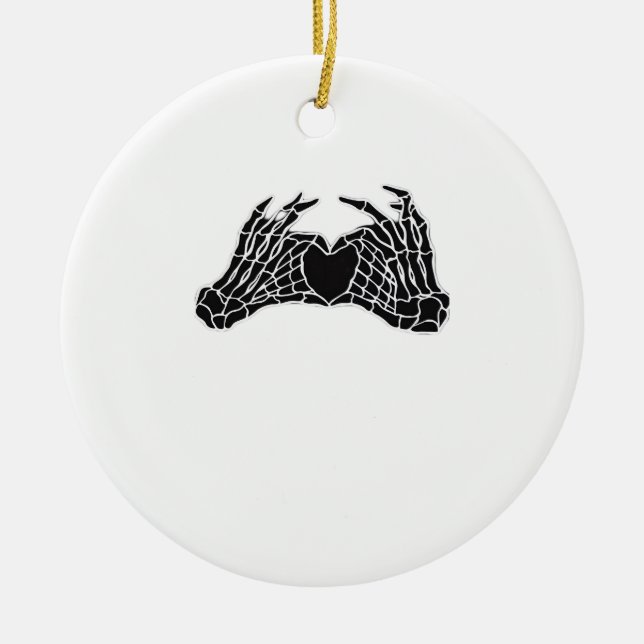 Skeleton Heart Hands - Classic Ceramic Tree Decoration (Front)