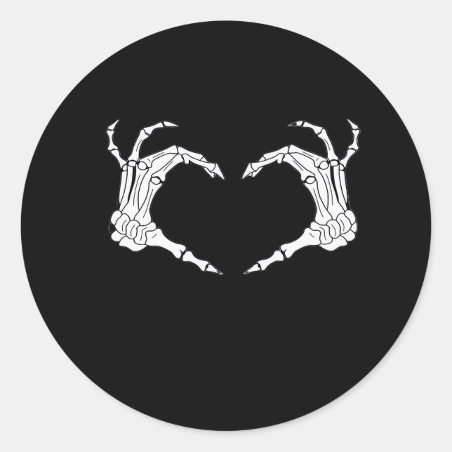 Skeleton Heart Hands Classic Classic Round Sticker (Front)