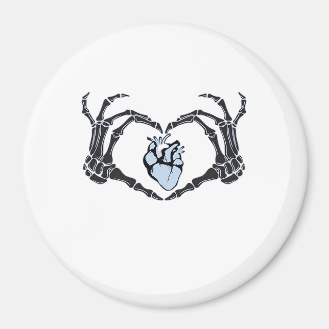 Skeleton Heart Hands Classic Design For Halloween Magnet (Front)