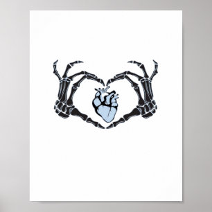 Skeleton Heart Hands Classic Design For Halloween Poster