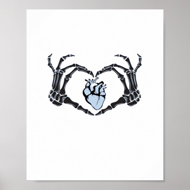 Skeleton Heart Hands Classic Design For Halloween Poster (Front)