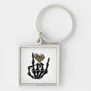 Skeleton Heart Hands Classic Key Ring
