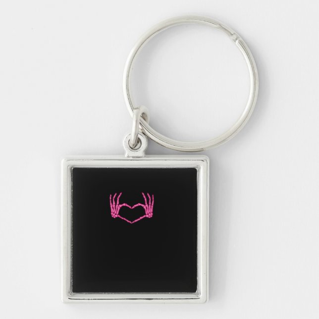 Skeleton Heart Hands Classic Key Ring (Front)