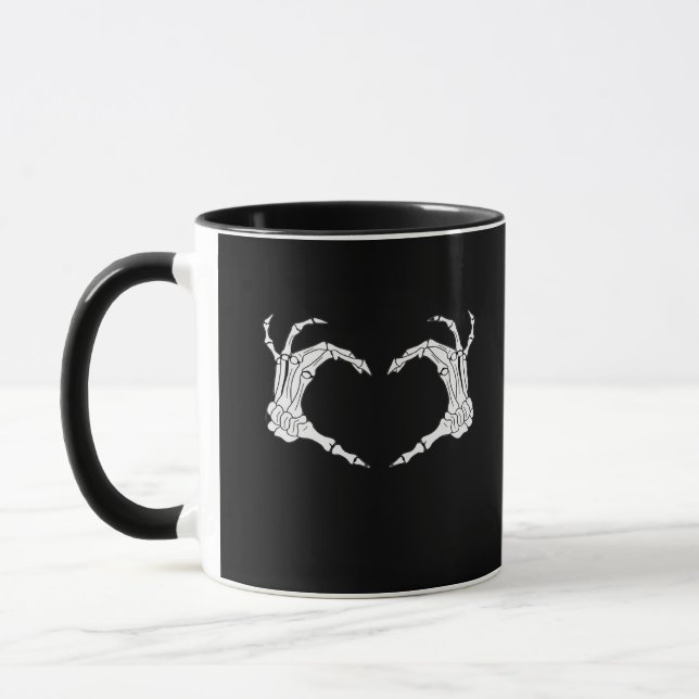 Skeleton Heart Hands Classic Mug (Left)