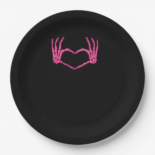 Skeleton Heart Hands Classic Paper Plate