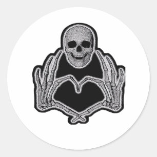 Skeleton Heart Hands  Classic Round Sticker