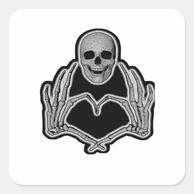 Skeleton Heart Hands  Classic Square Sticker (Front)