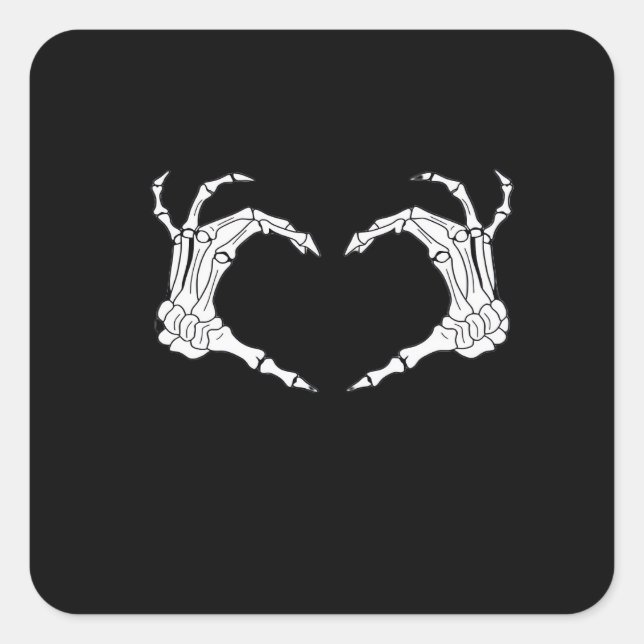 Skeleton Heart Hands Classic Square Sticker (Front)