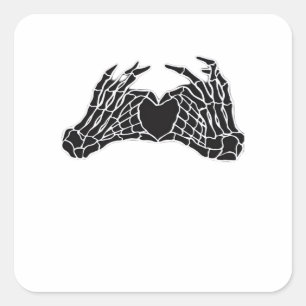 Skeleton Heart Hands - Classic Square Sticker