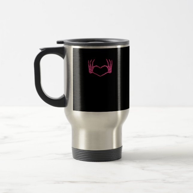 Skeleton Heart Hands Classic Travel Mug (Left)