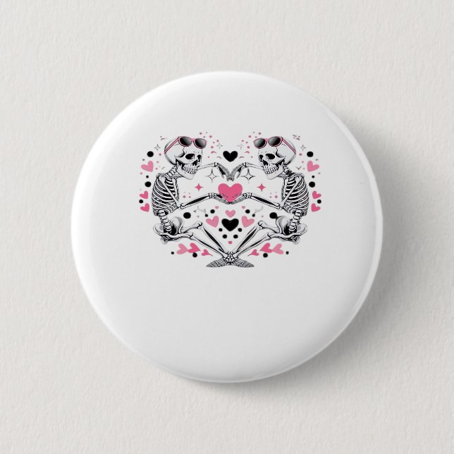 Skeleton Heart Hands Classic Viral 6 Cm Round Badge (Front)