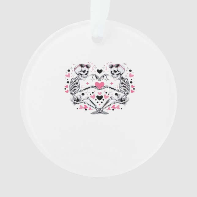 Skeleton Heart Hands Classic Viral Ornament (Front)