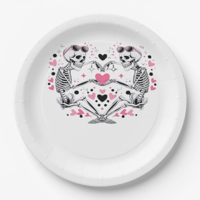 Skeleton Heart Hands Classic Viral Paper Plate (Front)