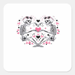 Skeleton Heart Hands Classic Viral Square Sticker
