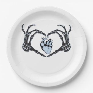 Skeleton Heart Hands Clean Graphic Mood Paper Plate